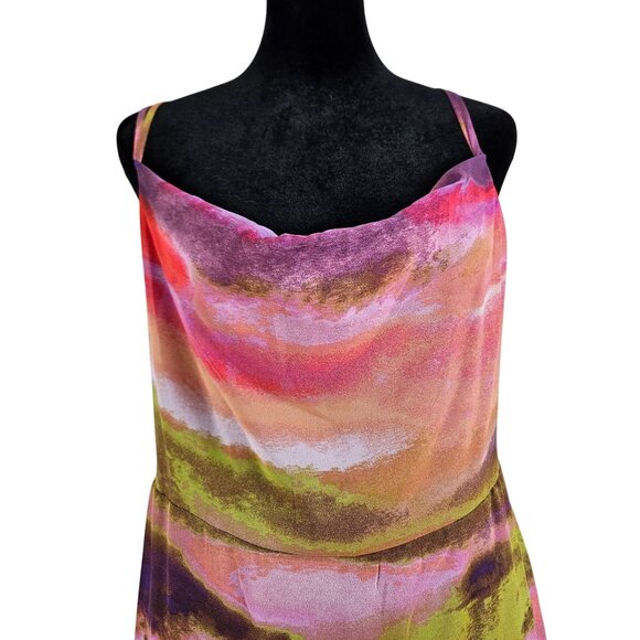 Wild Fable Womens Med Multicolor Flowy Midi Dress Strappy Back Handkerchief Hem - Picture 5 of 12